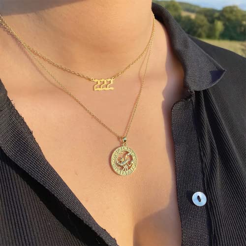 LANG XUAN Lucky Number Necklace For Women Men 18K Gold Silver 111 222 333 444 555 666 777 888 999 Pendant Angel Number Necklaces Choker Chain Numerology Jewelry for Girl Boy with Message Gift Card