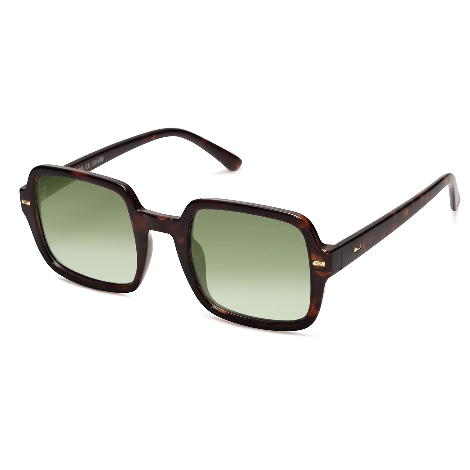 SOJOS Retro Square Polarized Sunglasses for Women Men Classic Trendy Sunnies SJ2226, Dark Tortoise/Green