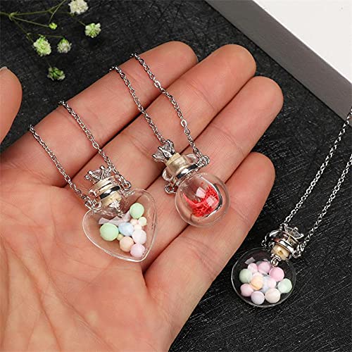 1PC Clear Heart Vial Perfume Bottle Necklaces Stainless Steel Chain Make a Wish blood vial necklace Women Jewelry