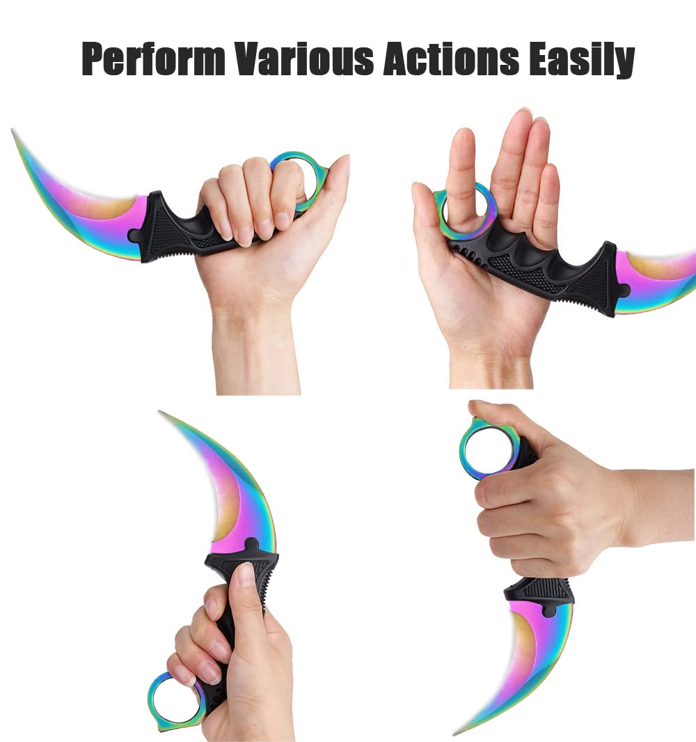 ZLIXING 2 Pieces Karambit Knife Trainer Dull Fixed Blade Practice Training Hunting Knives with Sheath Cool Stuff Gadgets Men Gifts Idea for Csgo