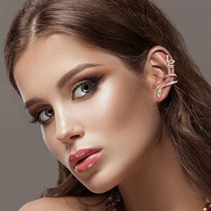 35 PCS Gold Silver Adjustable Ear Cuffs Earrings for Women Non-Piercing Cartilage Clip on Earrings Wrap Ear Jewelry Set,Punk Snake Butterfly Claw Stud Earrings Gift (Gold)