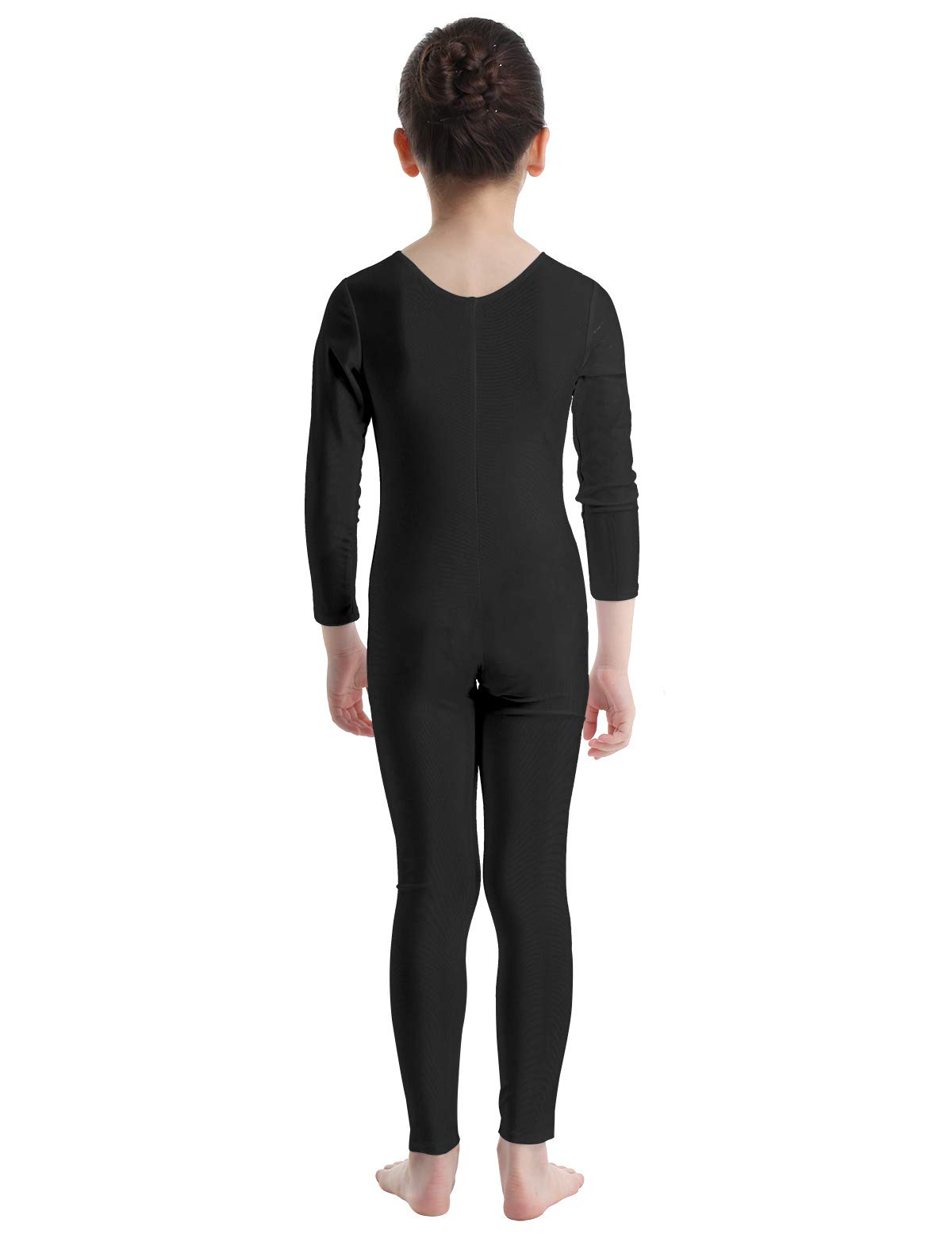 Moily Big Girls Long Sleeve Full Length Unitard Gymnastics/Dance/Sports Bodysuit Jumpsuit Leotard Black 12-14