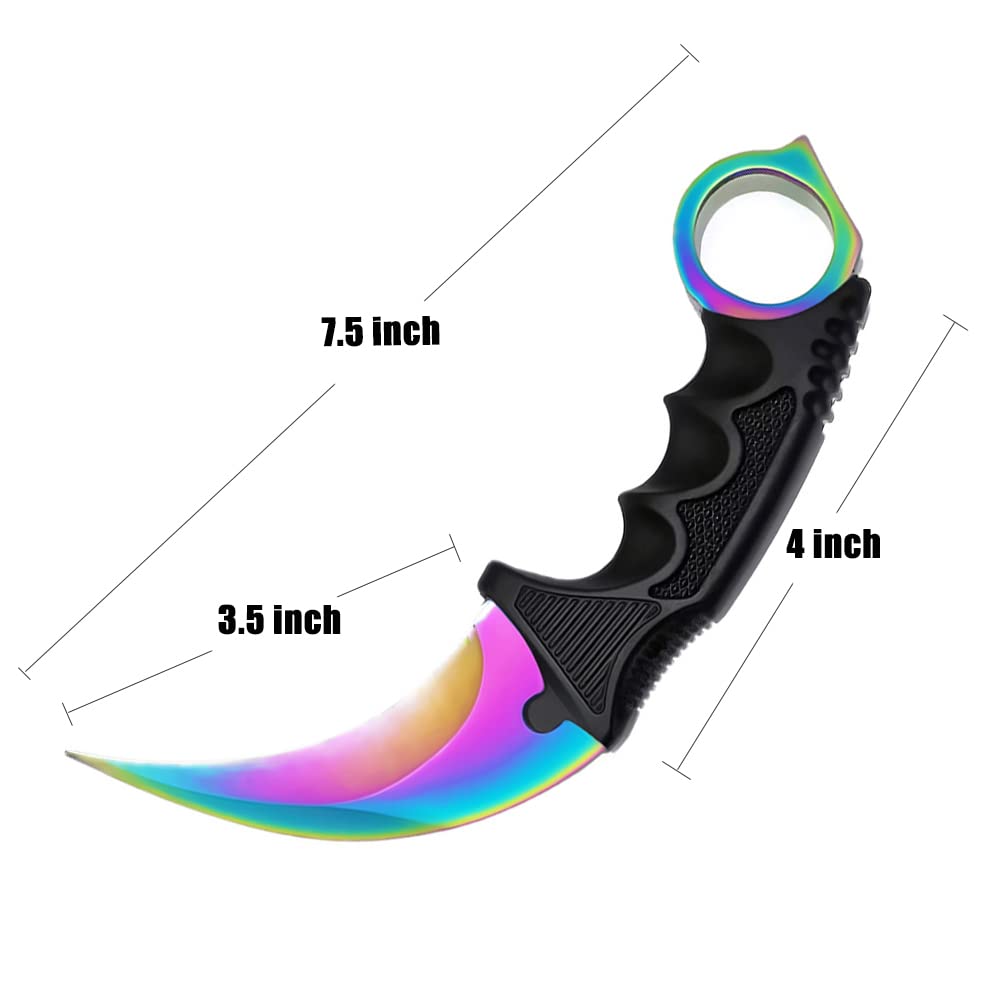 ZLIXING 2 Pieces Karambit Knife Trainer Dull Fixed Blade Practice Training Hunting Knives with Sheath Cool Stuff Gadgets Men Gifts Idea for Csgo