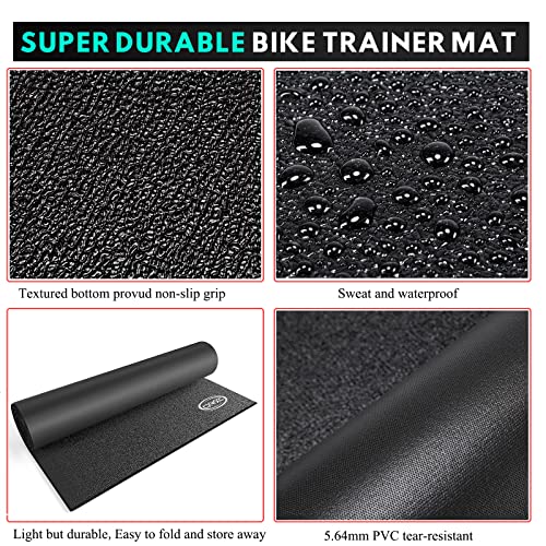 CXWXC Bike Mat 31.5" x 59"- Exercise Spin Peloton Bike Mat - Heavy Duty Cycling Trainer Floor Mat for Treadmill Spin, Peloton, Stationary, Exercise Bike