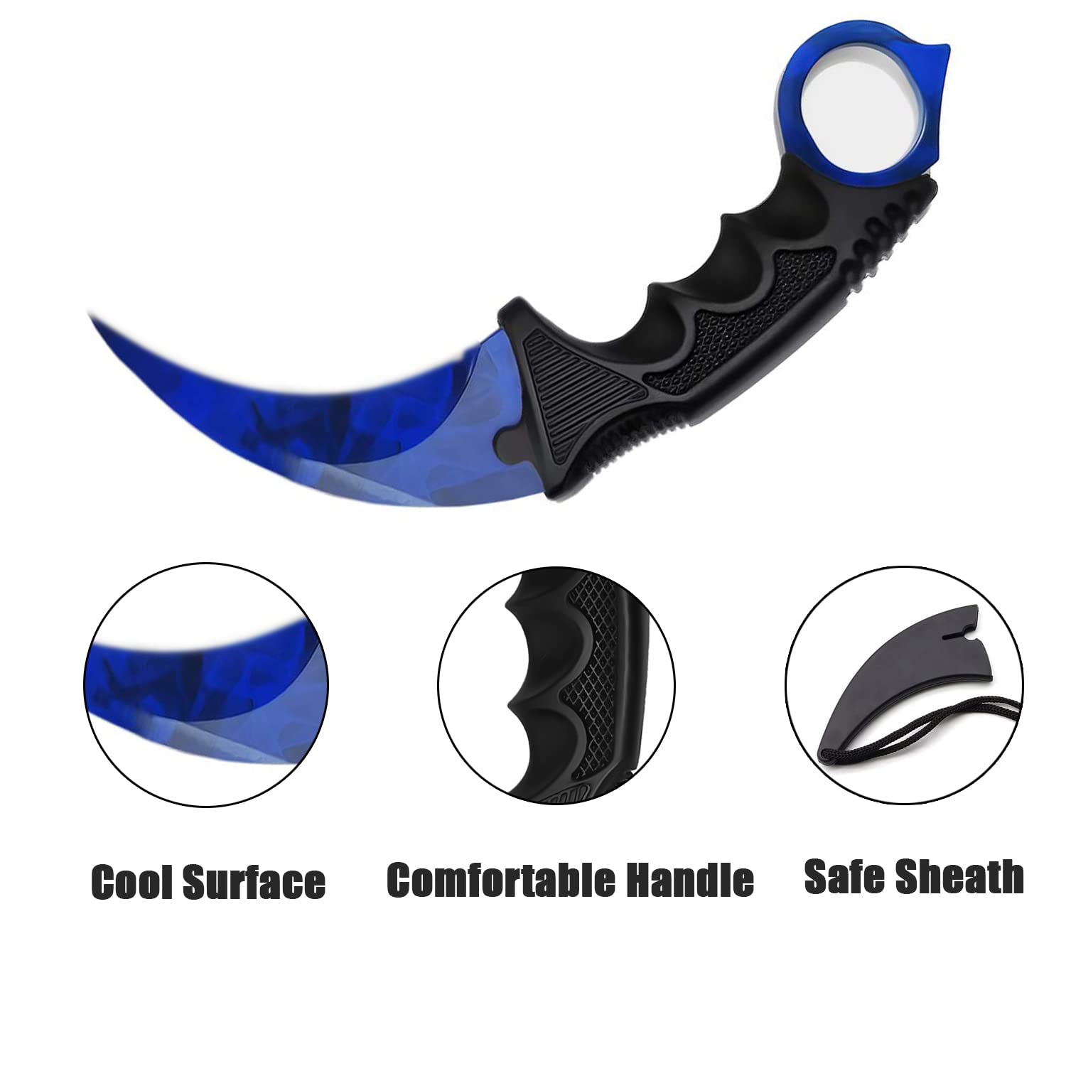 ZLIXING 2 Pieces Karambit Knife Trainer Dull Fixed Blade Practice Training Hunting Knives with Sheath Cool Stuff Gadgets Men Gifts Idea for Csgo