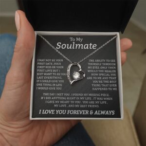 Beautiful Soulmate Necklace To My Beautiful Wife Necklace My Future Wife Gift Soulmate Jewelry Forever Love Necklace (18k Yellow Gold Finish (Luxury Box))