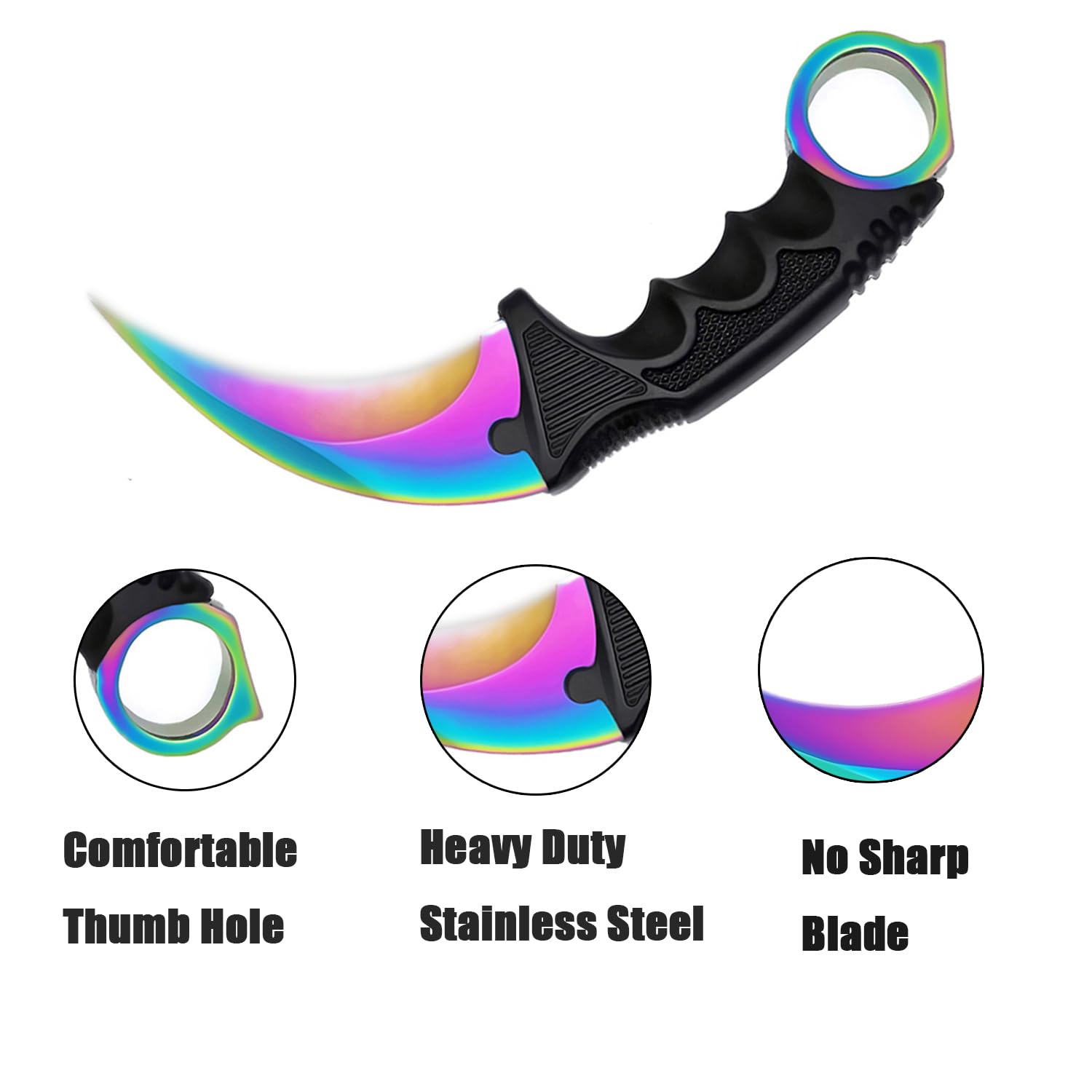 ZLIXING 2 Pieces Karambit Knife Trainer Dull Fixed Blade Practice Training Hunting Knives with Sheath Cool Stuff Gadgets Men Gifts Idea for Csgo