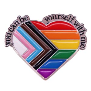 latinday 1 pack irregular heart enamel pin decorative you can be yourself with me brooch creative fashion badge gay transgender art accessory for jackets cotton shirts skirts canvas bags denim