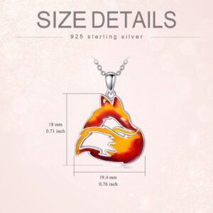 PELOVNY Christmas Gifts Fox Necklace 925 Sterling Silver Flame Fire Pendant Necklace Fox Cute Animal Necklace Jewelry Gift for Women Mother Girlfriend Daughter Sister