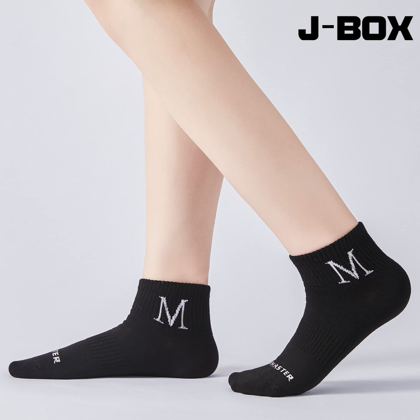 J-BOX 8 Packs Men's Cotton Socks Moisture Control Multi-Pack Running for Men Ankle Socks