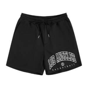 GORGLITTER Men's Graphic Cool Shorts Drippy Workout Designer Shorts Streetwear with Pockets Los Angeles Print Black Medium