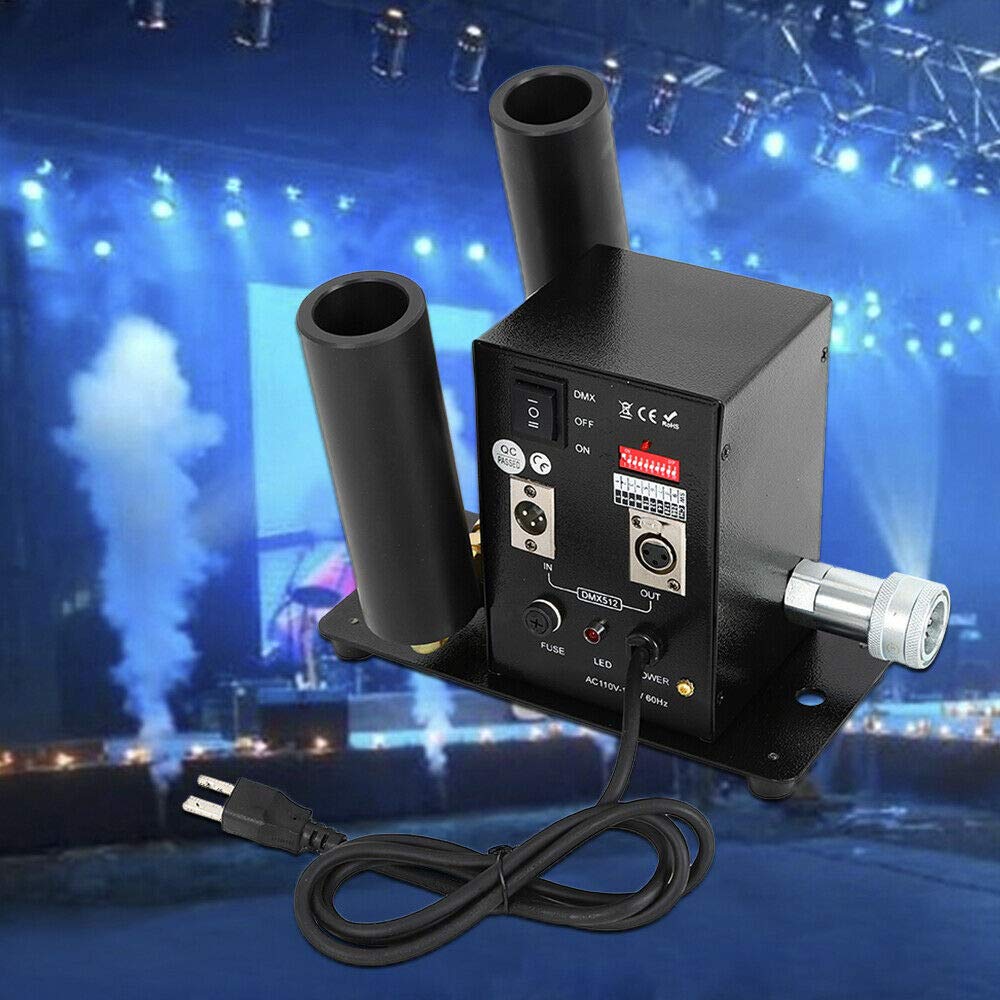 CO2 Fog Machine, 250W Double Pipe Co2 Cryo Jet Machine Air Column Smoke Machine Digital Stage Effect 2 Pipe Co2 Fog Jet Unit CO2 Cannon Fogger with DMX512 for Stage Shows Club Wedding Party