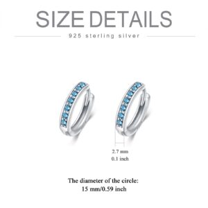 March Birthstone Huggie Hoop Earrings Sterling Silver Simulated Aquamarine Blue Birthstone Huggie Hoop Earrings Birthday Gifts for Women