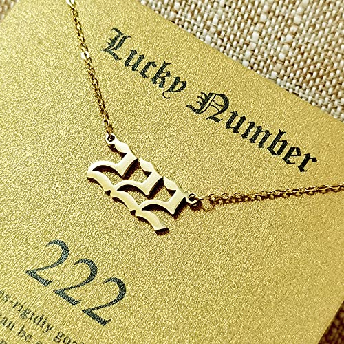 LANG XUAN Lucky Number Necklace For Women Men 18K Gold Silver 111 222 333 444 555 666 777 888 999 Pendant Angel Number Necklaces Choker Chain Numerology Jewelry for Girl Boy with Message Gift Card