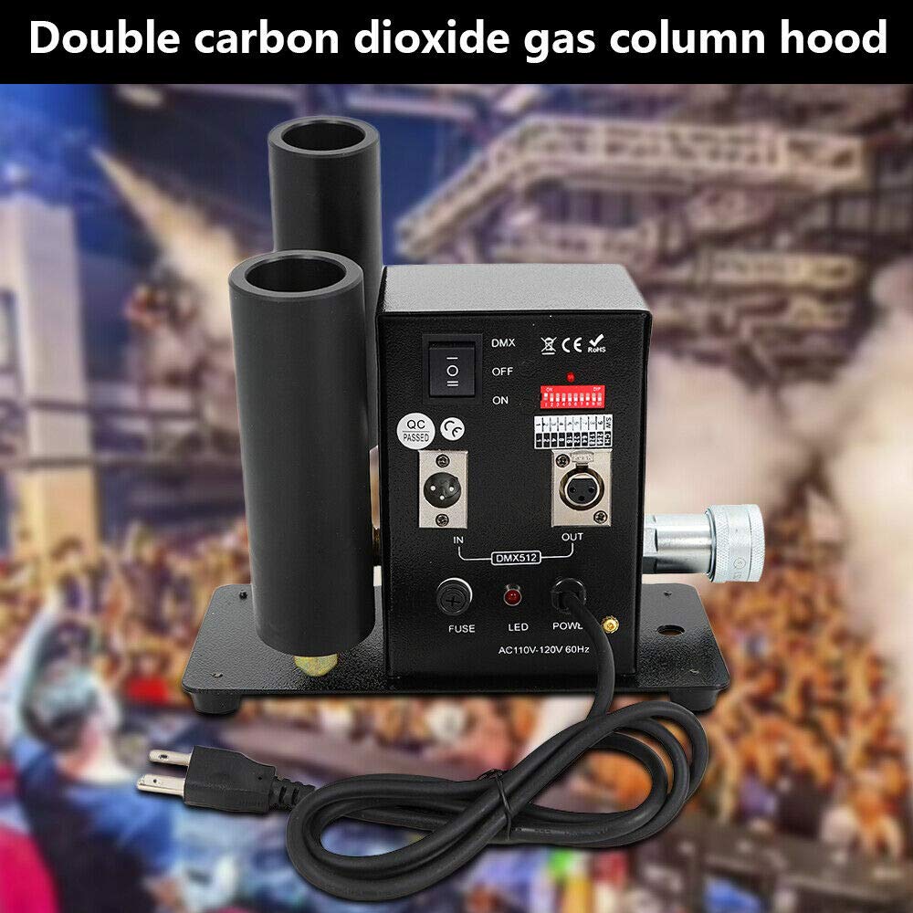 CO2 Fog Machine, 250W Double Pipe Co2 Cryo Jet Machine Air Column Smoke Machine Digital Stage Effect 2 Pipe Co2 Fog Jet Unit CO2 Cannon Fogger with DMX512 for Stage Shows Club Wedding Party