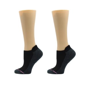 Dr. Motion Womens Low Cut Cushioned Breathable Compression Ankle Socks with Arch Support 6 Pairs (4 Black / 2 White)