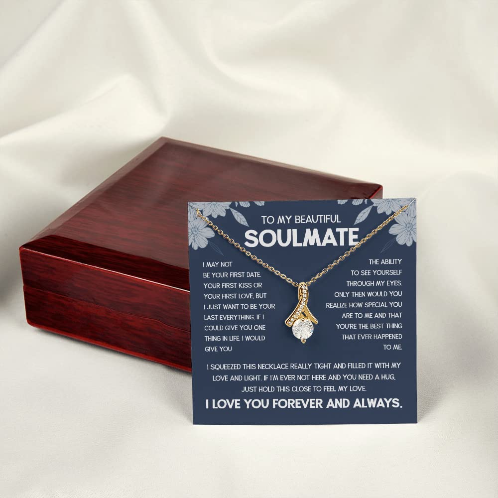 Beautiful Soulmate Necklace To My Beautiful Wife Necklace My Future Wife Gift Soulmate Jewelry Alluring Beauty Necklace (18k Yellow Gold Finish (Luxury Box))