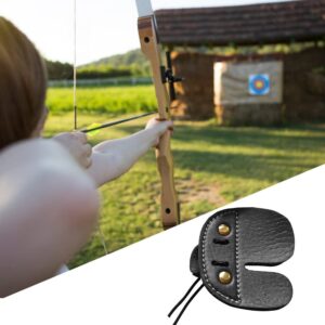 MiOYOOW Archery Finger Guard, Archery Finger Tab with Adjustable Ring for Recurve Bow and Archery Practice（Right Hand）