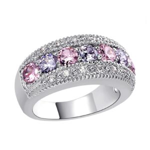 exquisite floral opal ring for womens pink/white zircon jewelry rings vintage ladies copper ring engagement ring