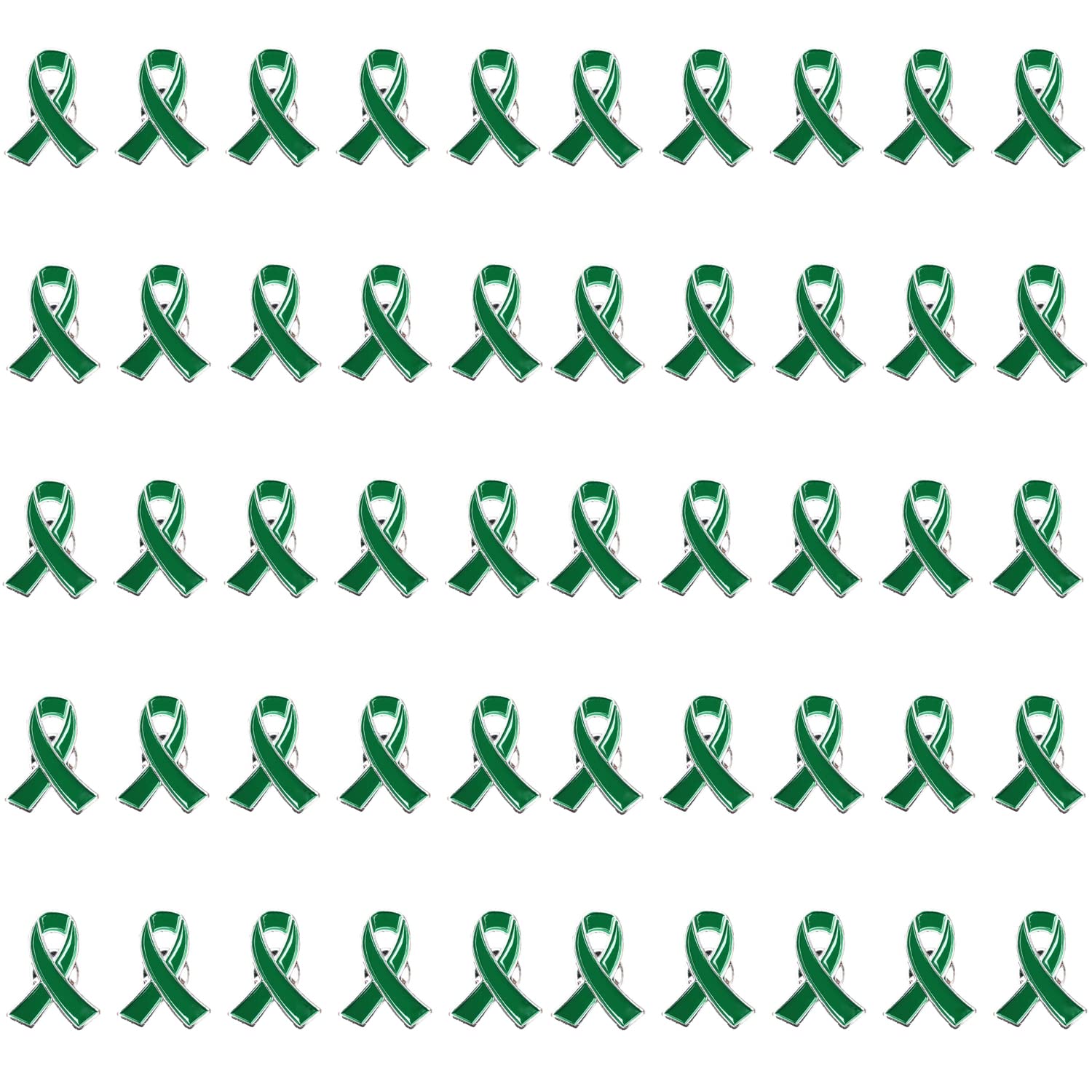 Green Ribbon Awareness Pins 50Pcs Mental Health Awareness Brooch Hope Enamel Lapel Pins