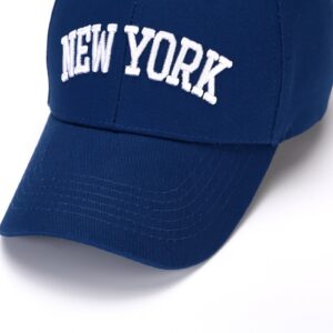 WODXCOR Classic Baseball Cap New York Embroidery 100% Cotton Adjustable Dad Hat Men and Women (Dark Blue)