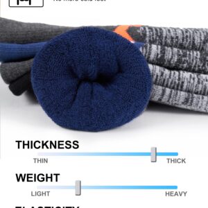 FITRELL 2 Pack Men's and Women's Ski Socks Full Cushioned Winter Merino Wool Thermal Knee High Warm Boot Socks for Skiing Snowboarding, Grey+Blue, X-Large