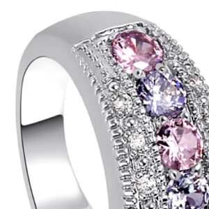 Exquisite Floral Opal Ring for Womens Pink/White Zircon Jewelry Rings Vintage Ladies Copper Ring Engagement Ring