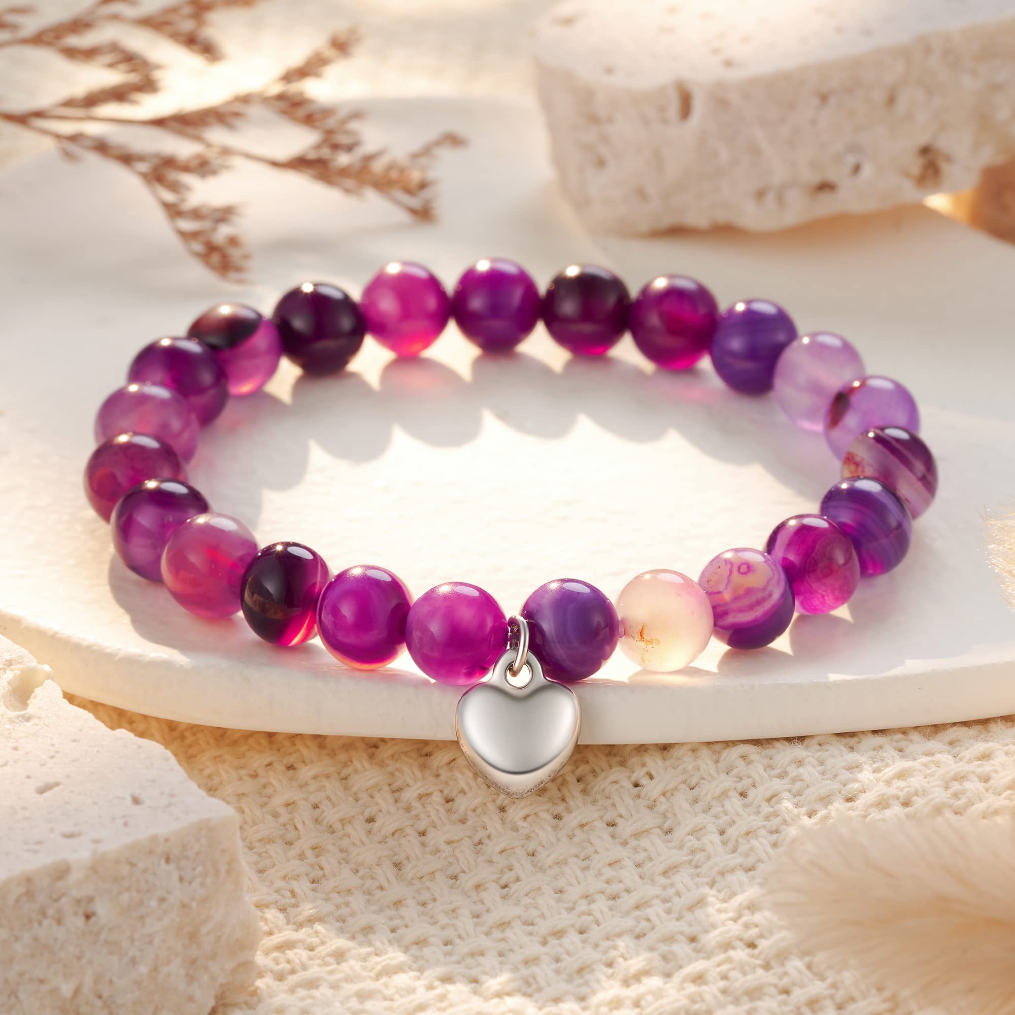 HGDEER Get Well Soon Gifts for Women Crystals Stone Bracelet for Women Purple Gifts, Bracelets for Women, Amethyst Bracelet