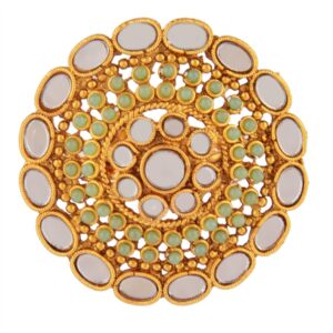 efulgenz indian bollywood traditional antique round pearl crystal kundan meenakari adjustable big ring finger jewelry