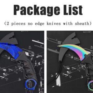 ZLIXING 2 Pieces Karambit Knife Trainer Dull Fixed Blade Practice Training Hunting Knives with Sheath Cool Stuff Gadgets Men Gifts Idea for Csgo