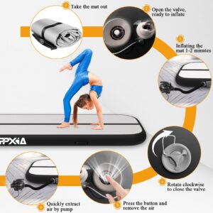 PPXIA Inflatable Gymnastics Mats Air Tumbling Mat - Inflatable Tumble Track 10ft 4 inch Thick, Cheer Mat Air Floor for Kids Home Use Gym Yoga Training Cheerleading With Air Pump