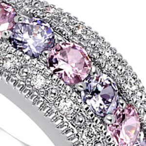 Exquisite Floral Opal Ring for Womens Pink/White Zircon Jewelry Rings Vintage Ladies Copper Ring Engagement Ring