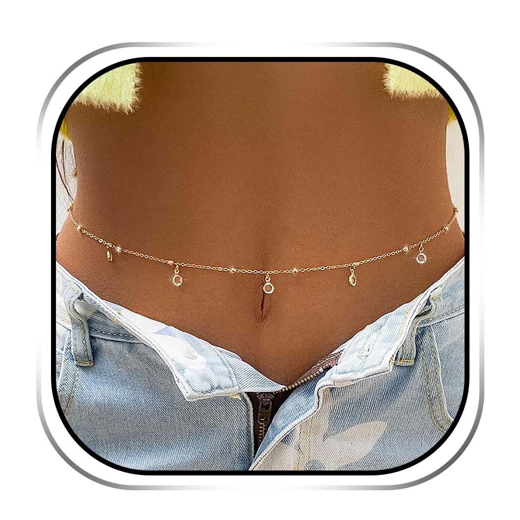 Sixexey Boho Waist Chain Gold Bead Belly Chains Summer Beach Body Jewelry for Women