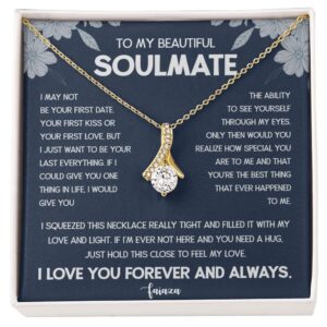 Beautiful Soulmate Necklace To My Beautiful Wife Necklace My Future Wife Gift Soulmate Jewelry Alluring Beauty Necklace (18k Yellow Gold Finish (Luxury Box))