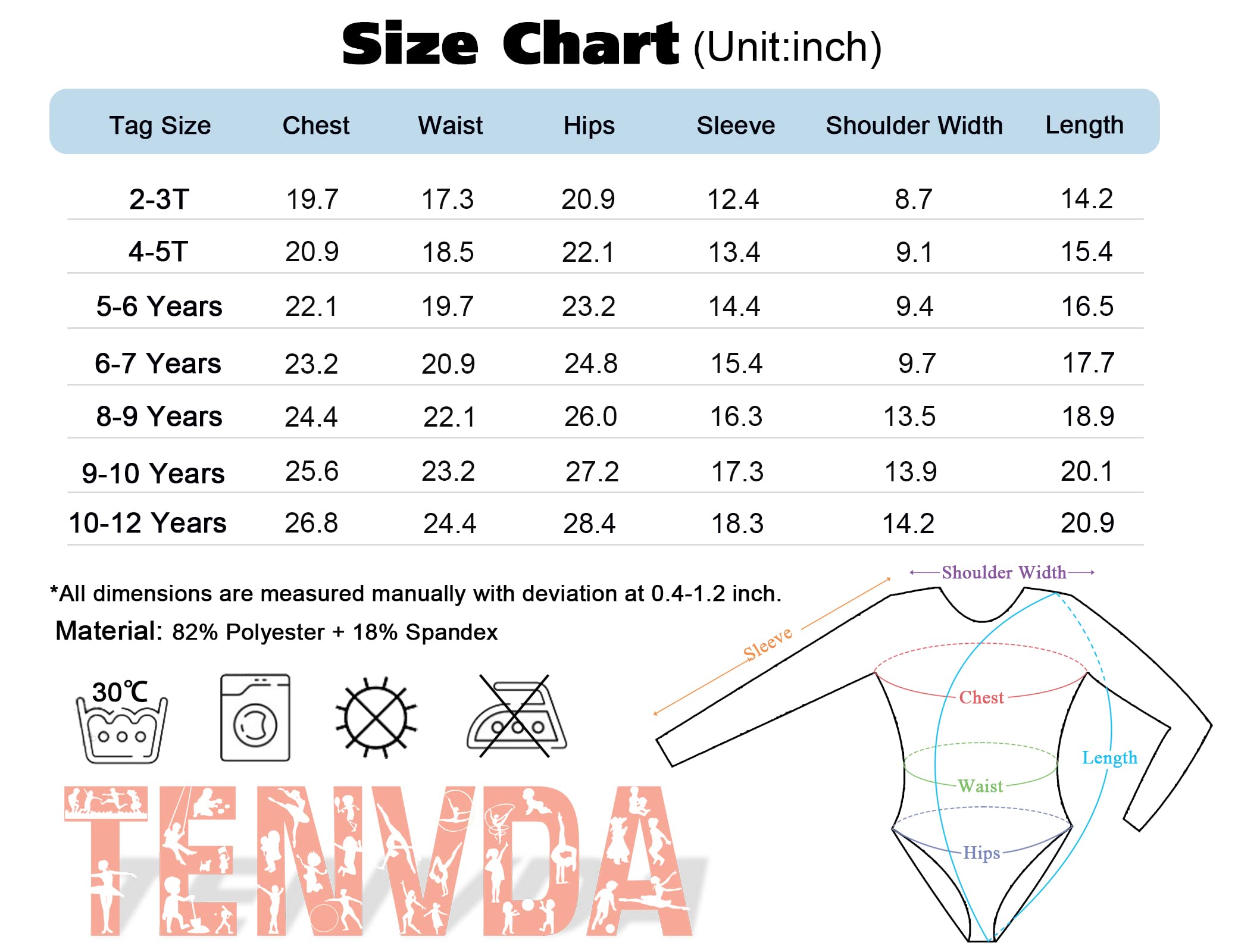 TENVDA Girls Gymnastics Leotards Toddler Kids Tumbling Outfit Size 2t 3t Sparkle Purple Tie Dye Long Sleeve Bodysuits