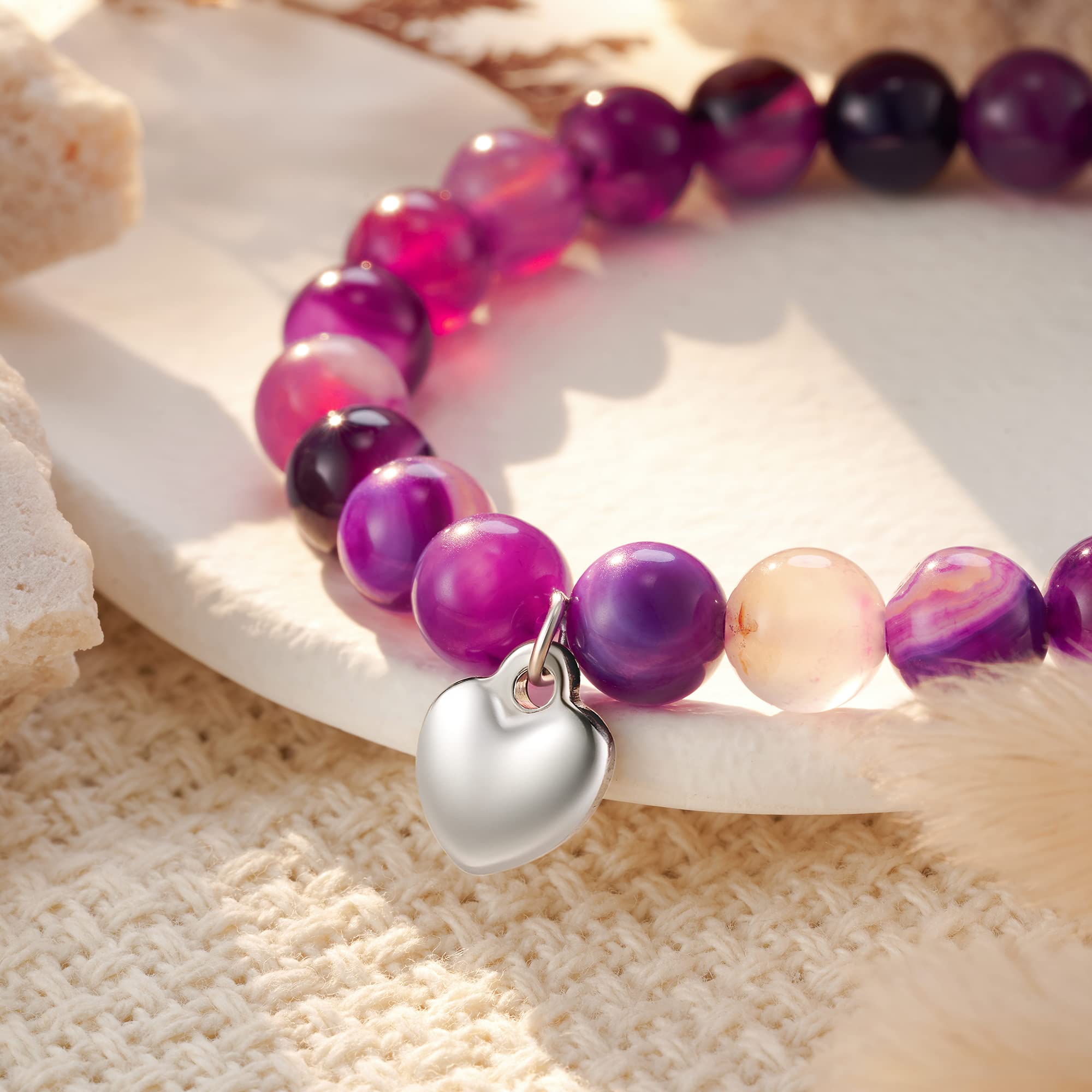 HGDEER Get Well Soon Gifts for Women Crystals Stone Bracelet for Women Purple Gifts, Bracelets for Women, Amethyst Bracelet