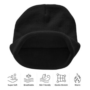 Gothic Goth Crescent Moon Embroidery Beanie Hat for Men Women Winter Warm Stretch Skull Knit Hats Cap Black