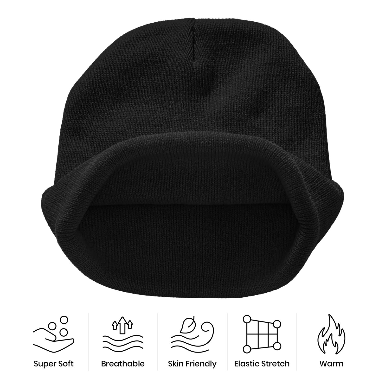 Gothic Goth Crescent Moon Embroidery Beanie Hat for Men Women Winter Warm Stretch Skull Knit Hats Cap Black