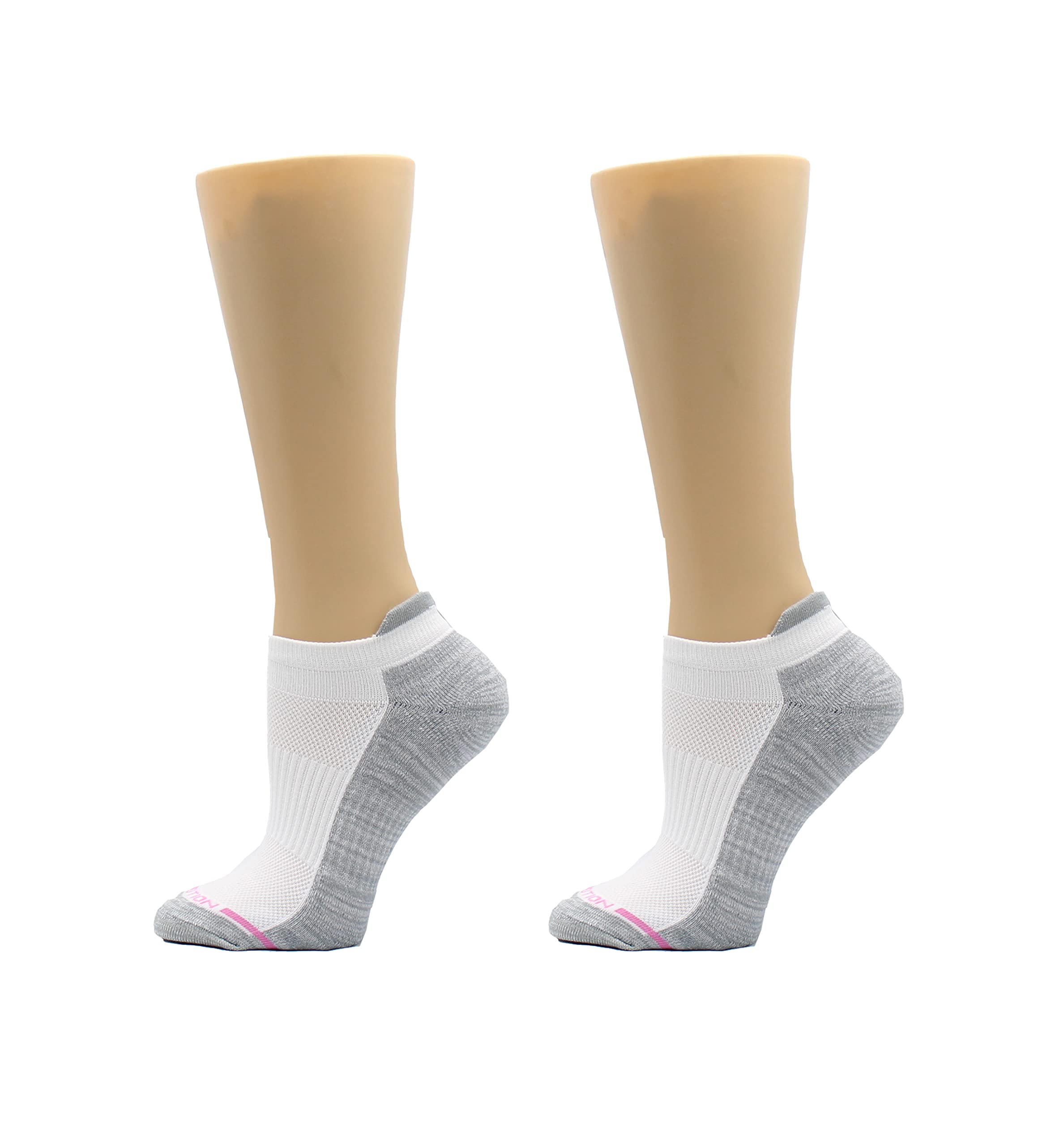 Dr. Motion Womens Low Cut Cushioned Breathable Compression Ankle Socks with Arch Support 6 Pairs (4 Black / 2 White)