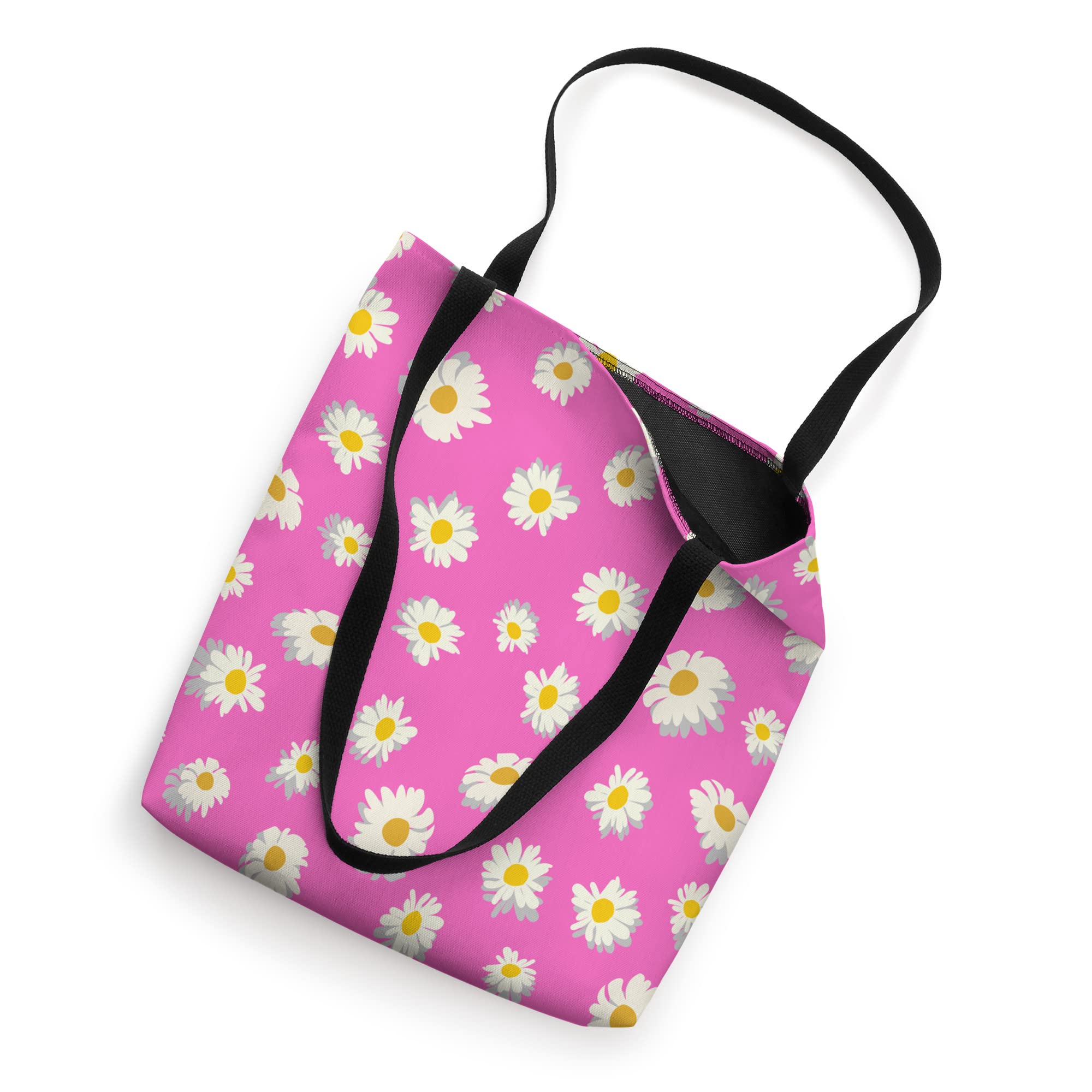 Daisy Flower Pattern on Pink Tote Bag