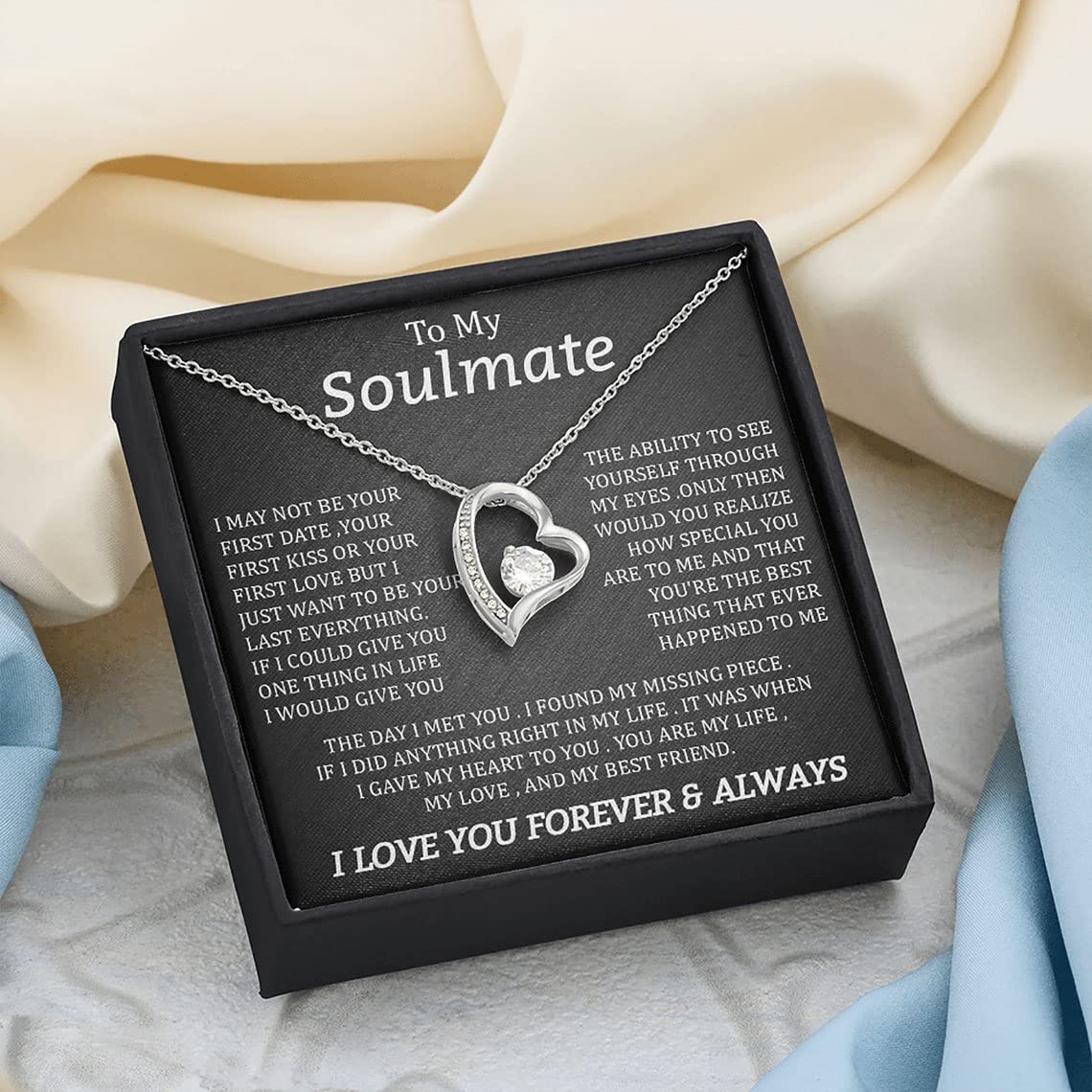 Beautiful Soulmate Necklace To My Beautiful Wife Necklace My Future Wife Gift Soulmate Jewelry Forever Love Necklace (18k Yellow Gold Finish (Luxury Box))