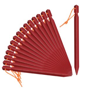 grassman 16 pack tent stakes, 7075 aluminium tent pegs, heavy duty lightweight ground pegs, durable and safe metal camping spikes, red