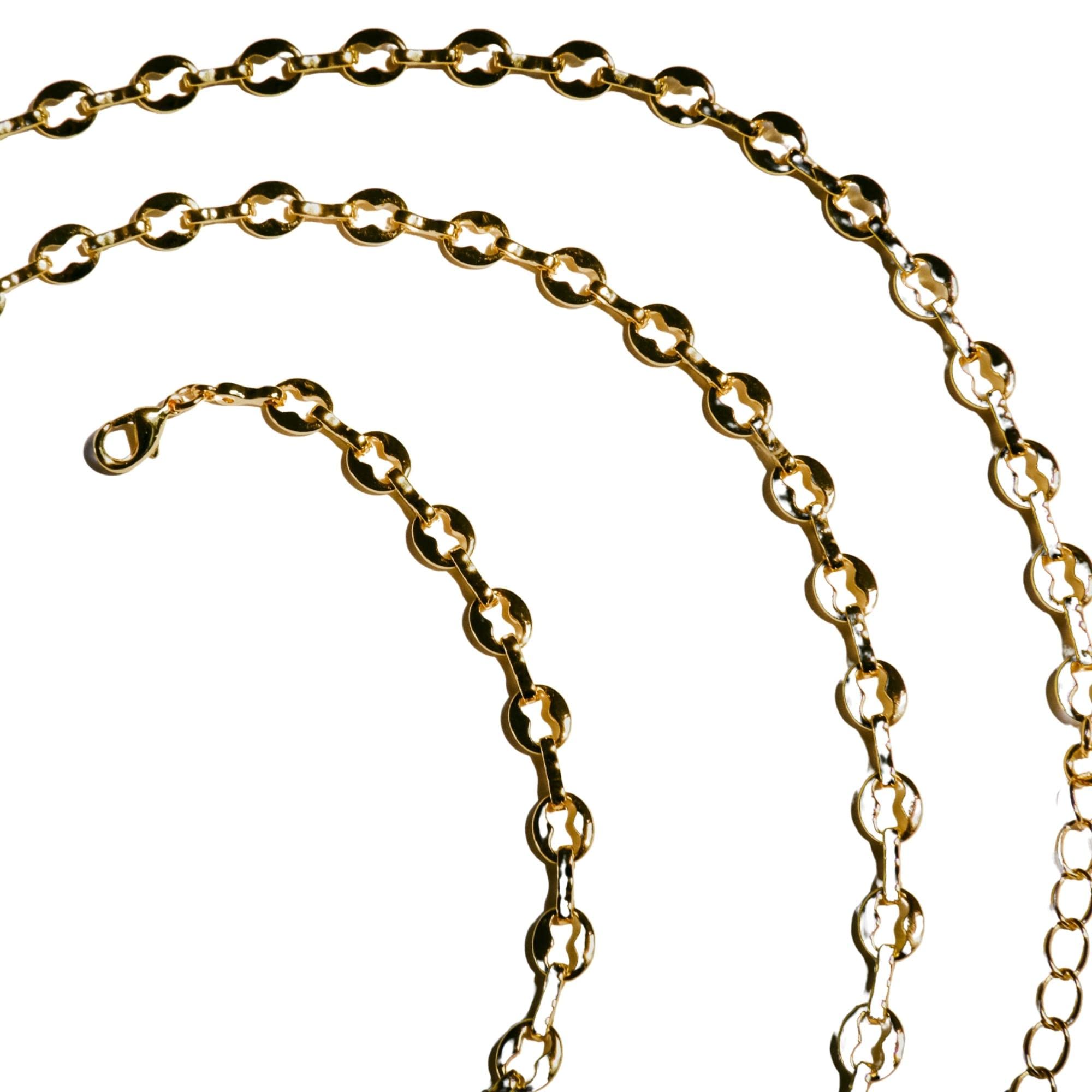 5mm Puffed Mariner Anchor Link Chain Belly Chain 37'' Adjustable | Gold Puffy Link Chain Body Chain