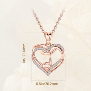 INFUSEU J Initial Necklace Women Letter Heart Jewelry Rose Gold Pendant