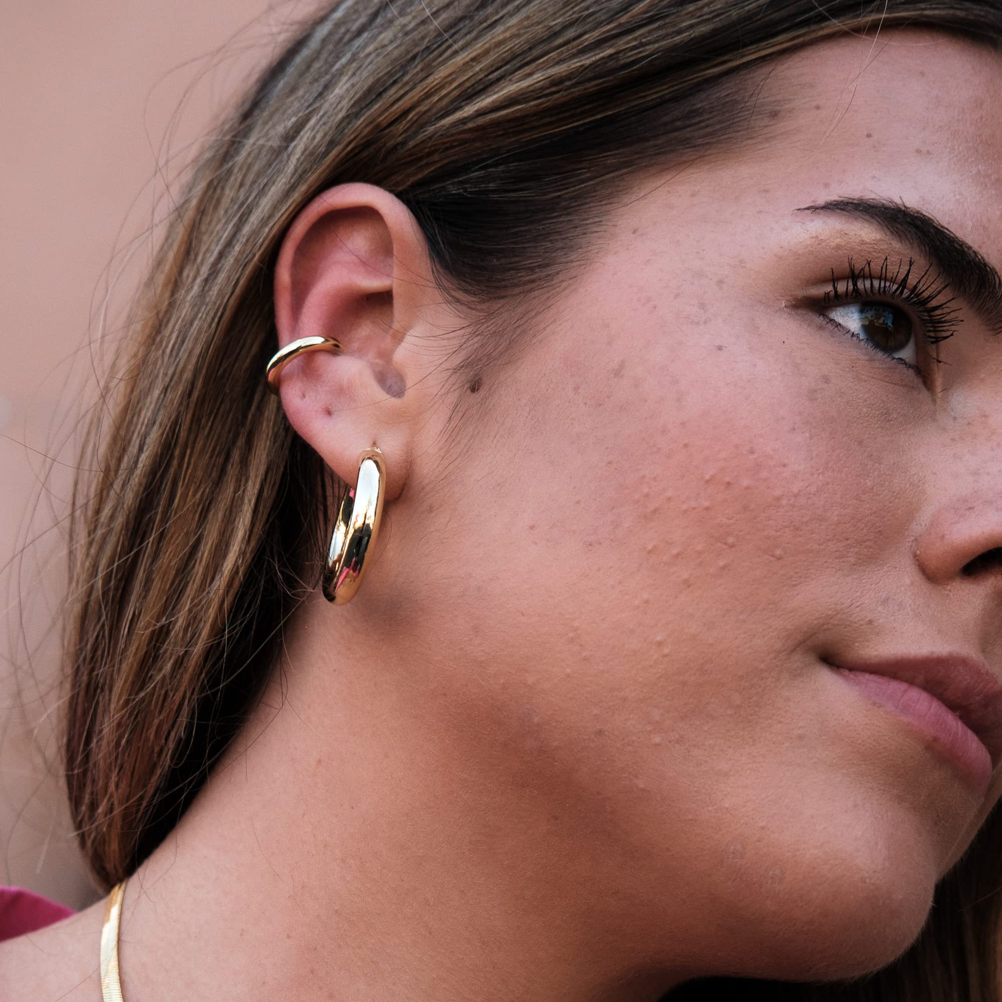 Women's Gold Thick Solid Ear Cuff | Waterproof Chunky Ear Wrap (Sold as A Single)