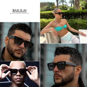 Baililai Unisex Polarized Sunglasses Trendy Sunglasses Men/Women 100% UV blocking (black)