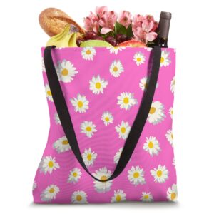 Daisy Flower Pattern on Pink Tote Bag