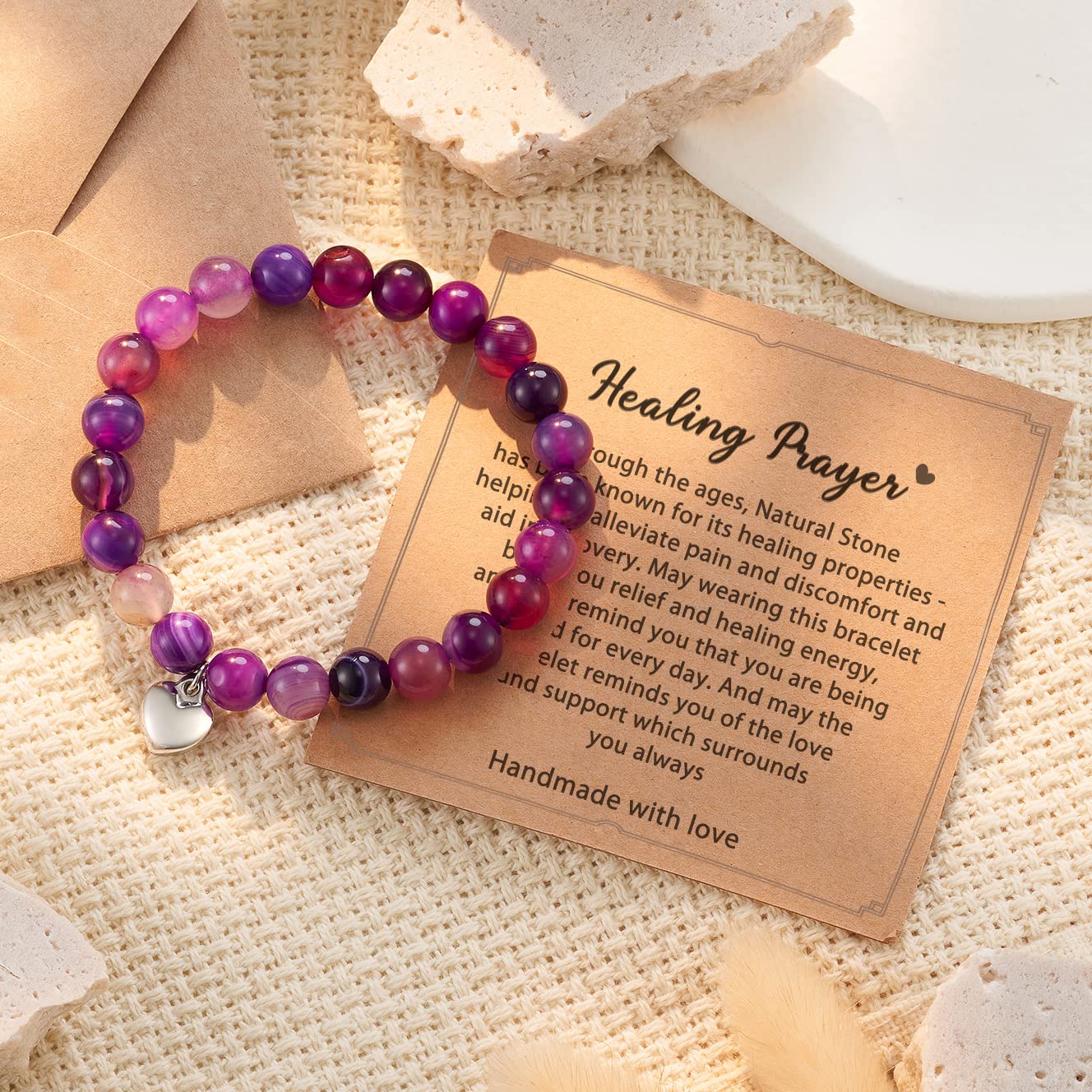 HGDEER Get Well Soon Gifts for Women Crystals Stone Bracelet for Women Purple Gifts, Bracelets for Women, Amethyst Bracelet