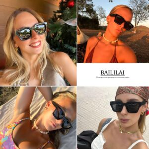 Baililai Unisex Polarized Sunglasses Trendy Sunglasses Men/Women 100% UV blocking (black)