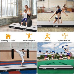 PPXIA Inflatable Gymnastics Mats Air Tumbling Mat - Inflatable Tumble Track 10ft 4 inch Thick, Cheer Mat Air Floor for Kids Home Use Gym Yoga Training Cheerleading With Air Pump